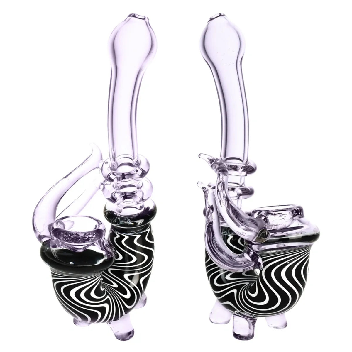 Psychedelic Black & White Waves Stand-up Sherlock Pipe 7"