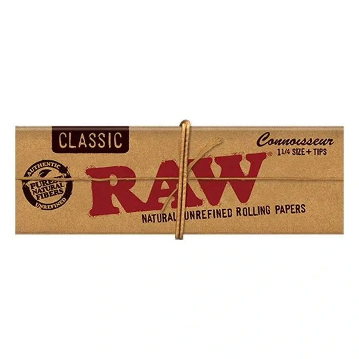 RAW® Classic Connoisseur Rolling Papers 1¼ with Tips (50ct)